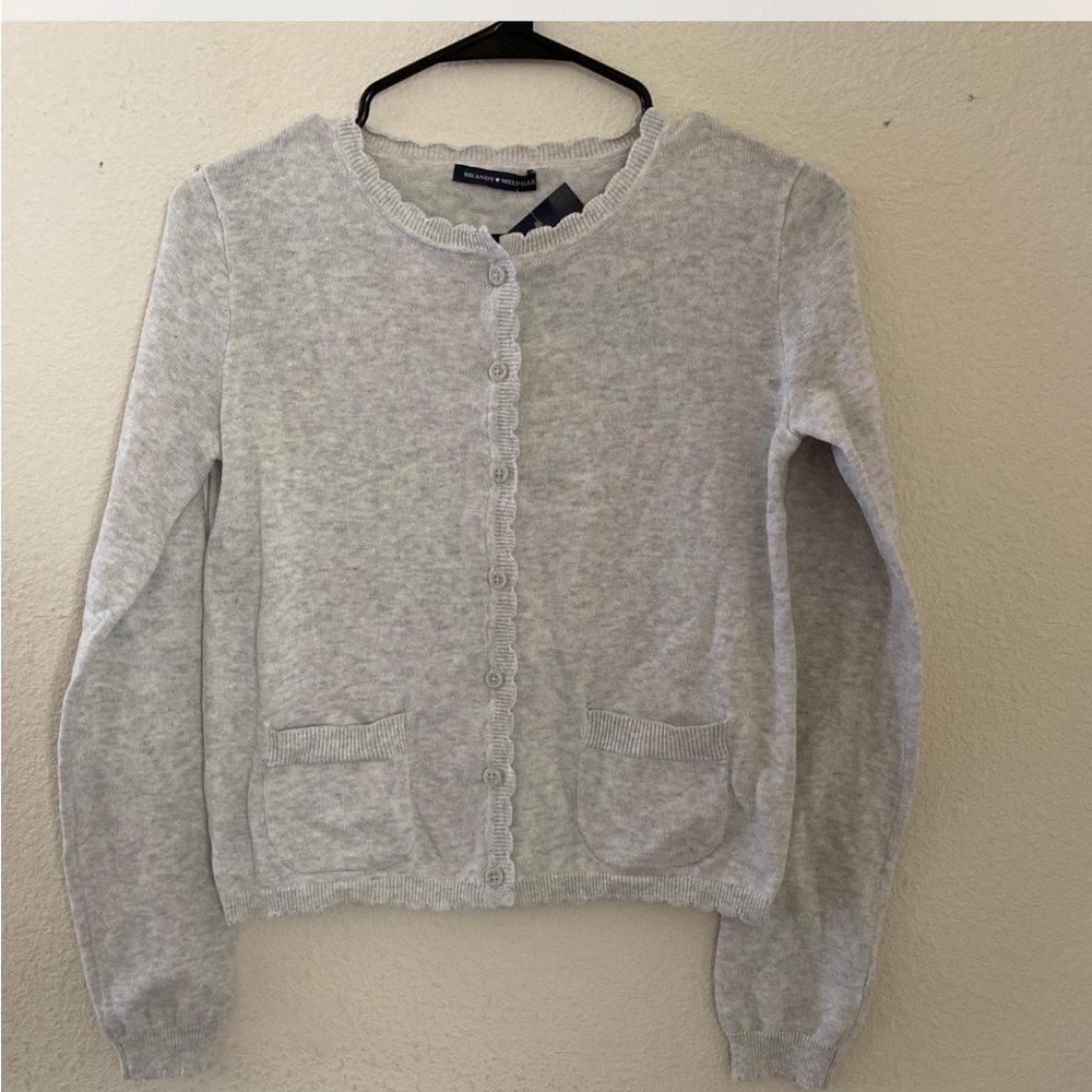 Brandy melville gray scalloped cardigan